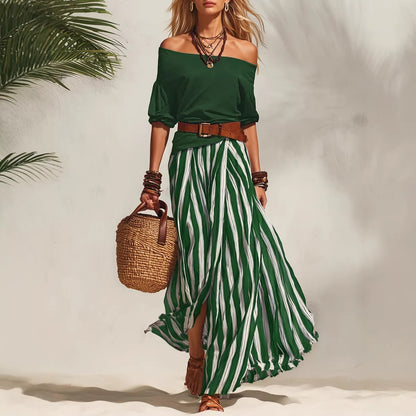 Conjunto de top y falda con abertura