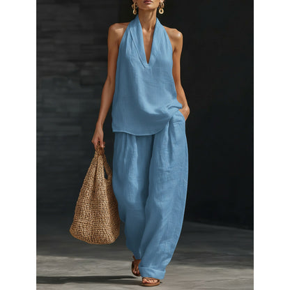 Conjunto casual de cuello halter