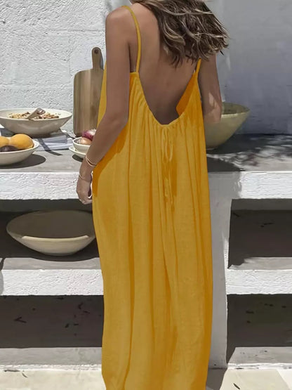 vestido holgado con espalda abierta