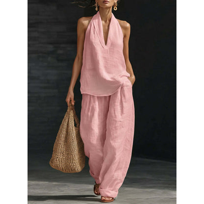 Conjunto casual de cuello halter