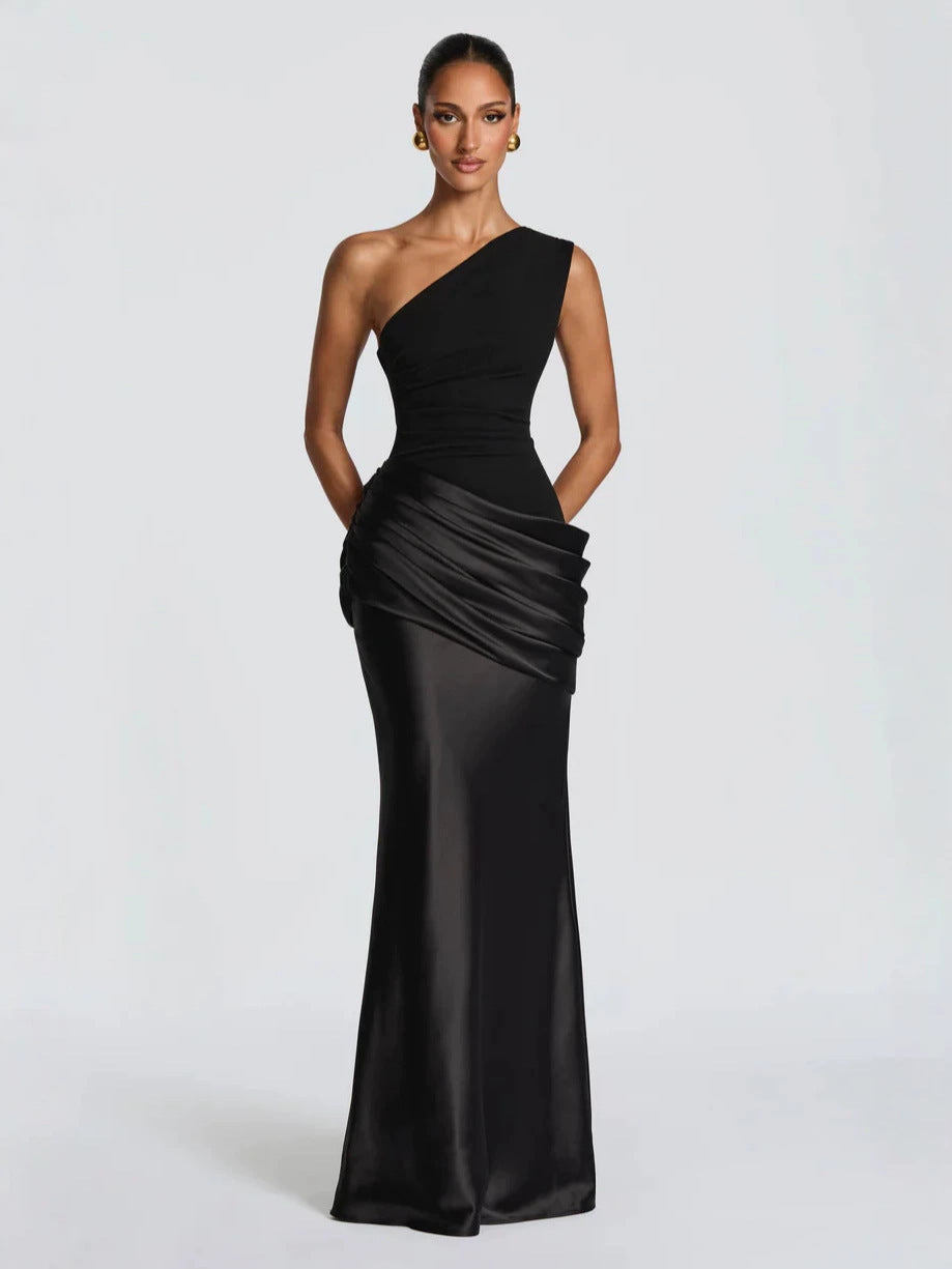 One Shoulder Satin Mermaid Dress