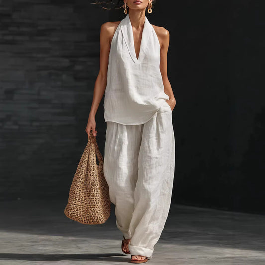 Conjunto casual de cuello halter